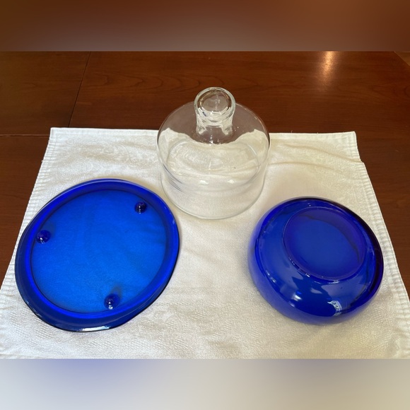 Cobalt blue glass 4 Pc breakfast serving set - Picture 3 of 14
